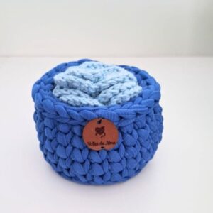 Cachepô de Crochê Azul